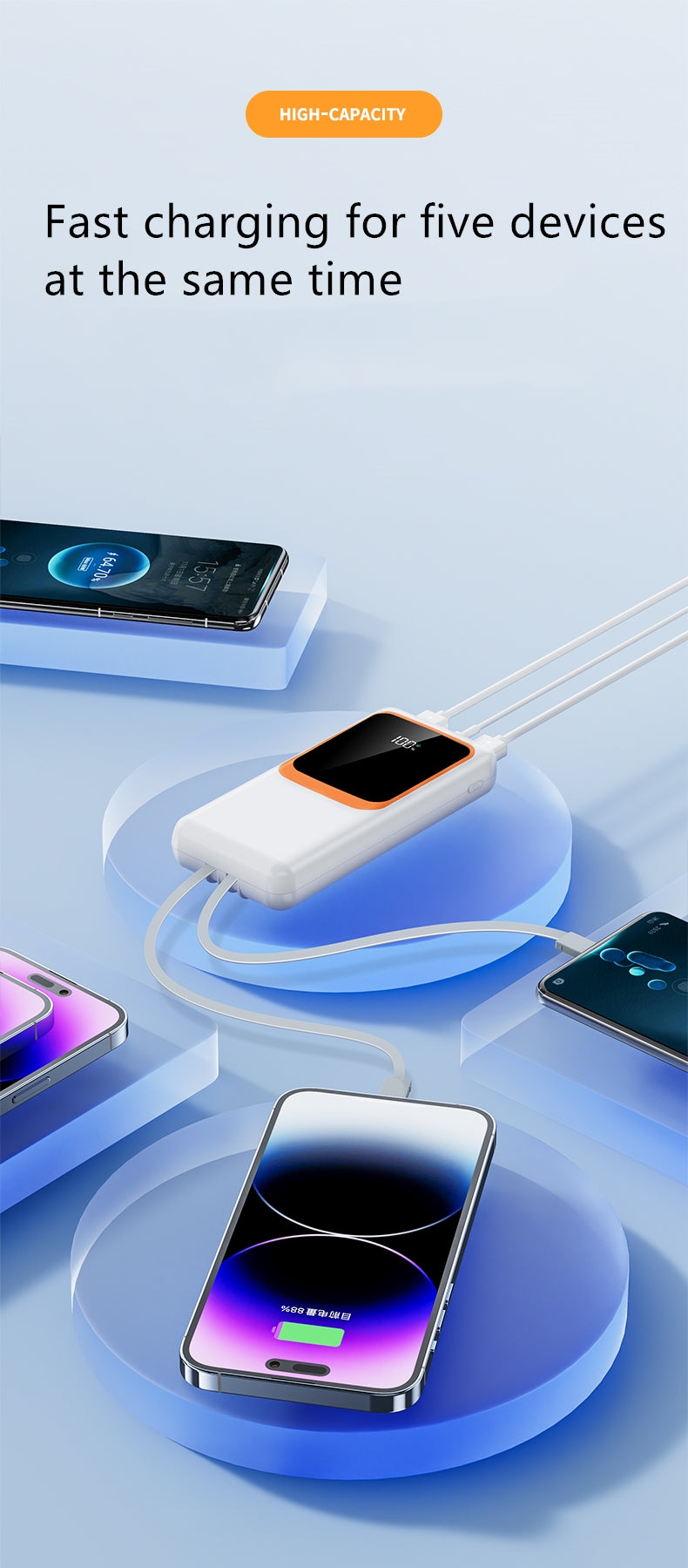 2025 New BHD ODM Powerbank Battery Charger 50000mah PD22.5W Dual-Direction Fast Charging Power Battery Box 10000mah