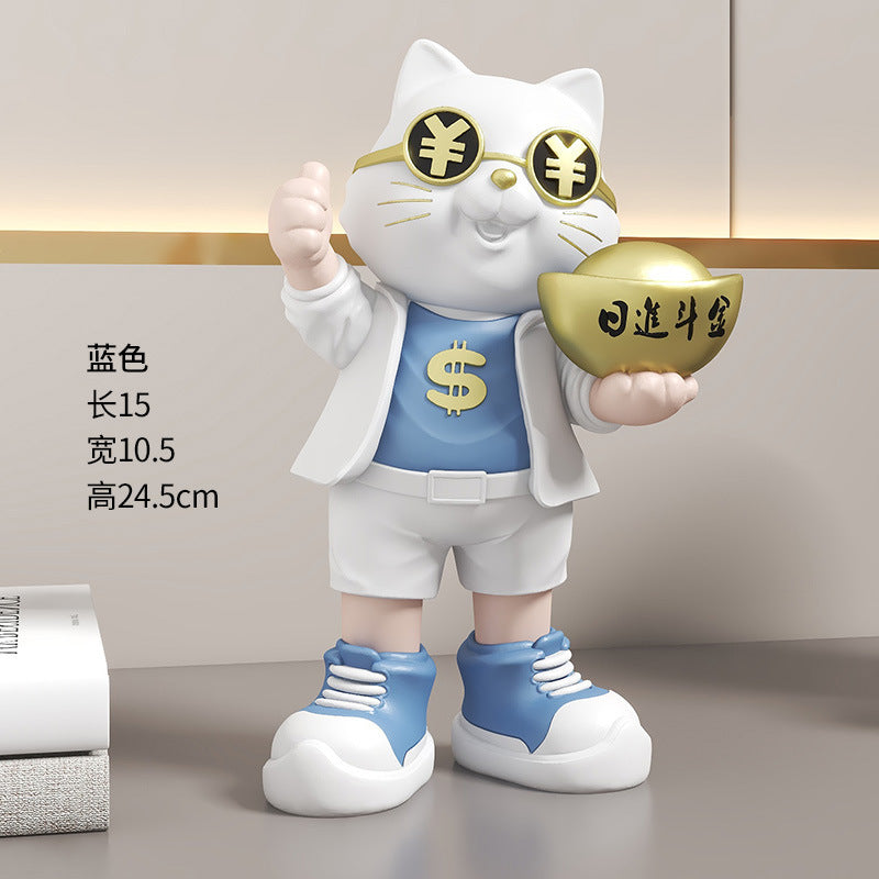Fortune Cat Ornament for Store Opening, Cashier Gift, Living Room TV Cabinet, Wine Cabinet, Entrance Hall, Office Home Decoration