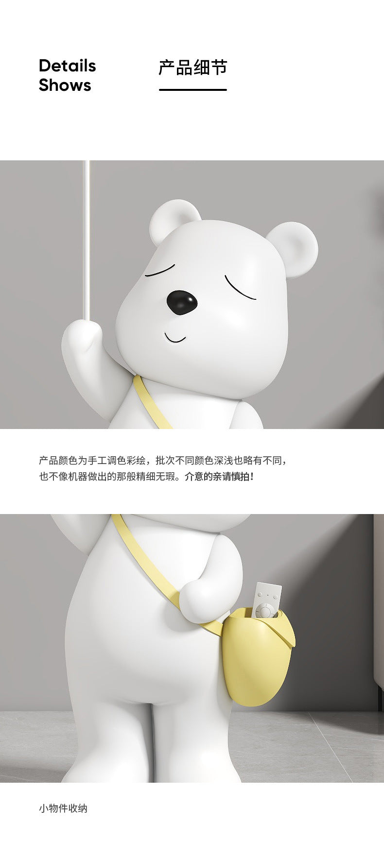 Cute Polar Bear Large Floor Ornament for Living Room TV Cabinet Entrance Welcome Decoration Violent Bear
