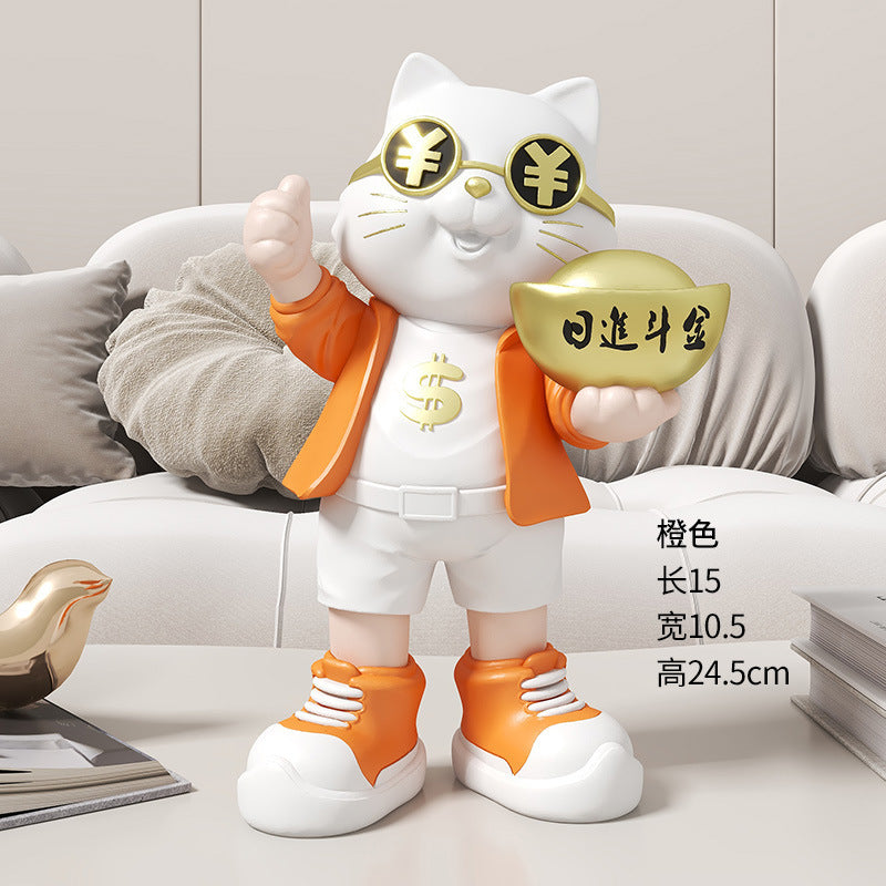 Fortune Cat Ornament for Store Opening, Cashier Gift, Living Room TV Cabinet, Wine Cabinet, Entrance Hall, Office Home Decoration