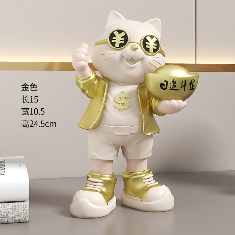 Fortune Cat Ornament for Store Opening, Cashier Gift, Living Room TV Cabinet, Wine Cabinet, Entrance Hall, Office Home Decoration