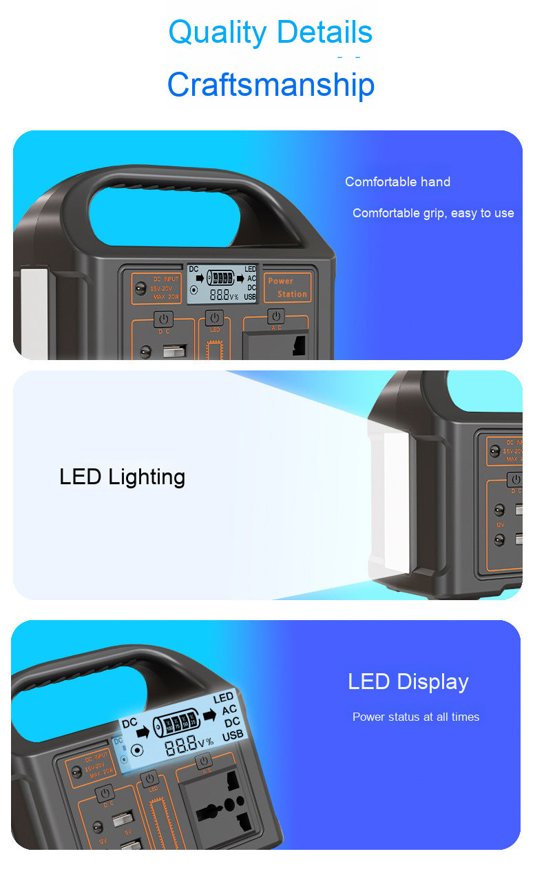 CE Certified 100W Portable Power Supply LED Display Manufacturer Supply Solar Panel Outdoor Power Bank Featuring MPPT Controller