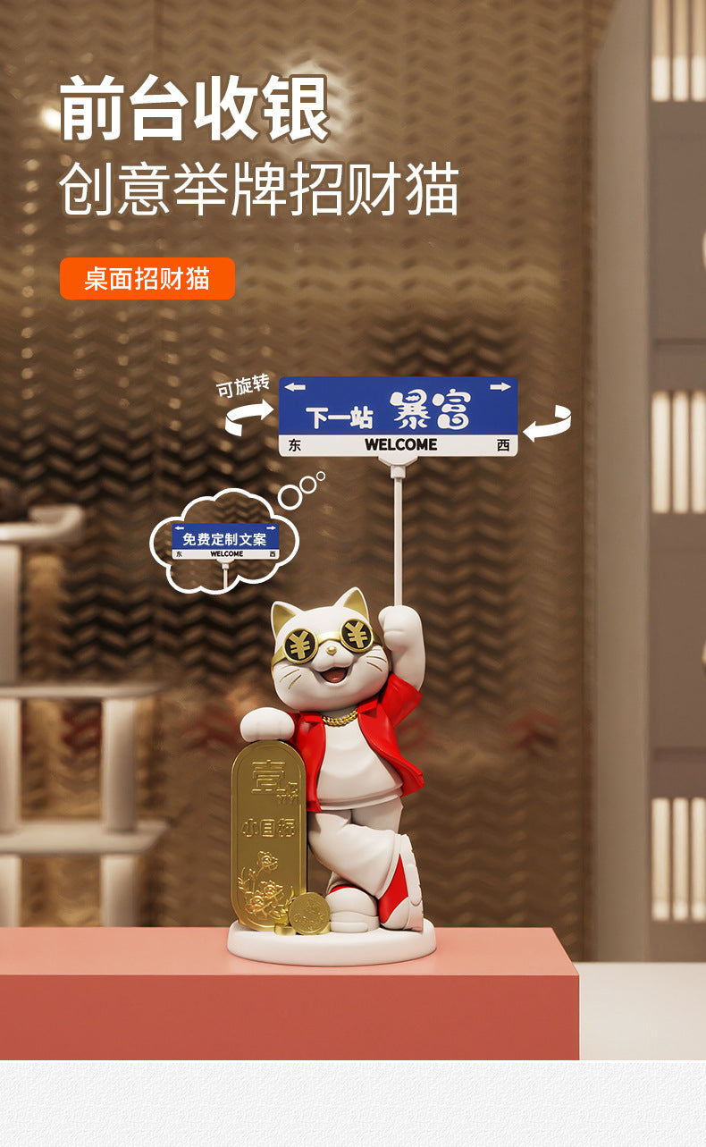Creative Front Desk Cashier Creative Lucky Cat Desktop Decoration Ornament New Store Opening Front Desk Decoration Gift for Friends