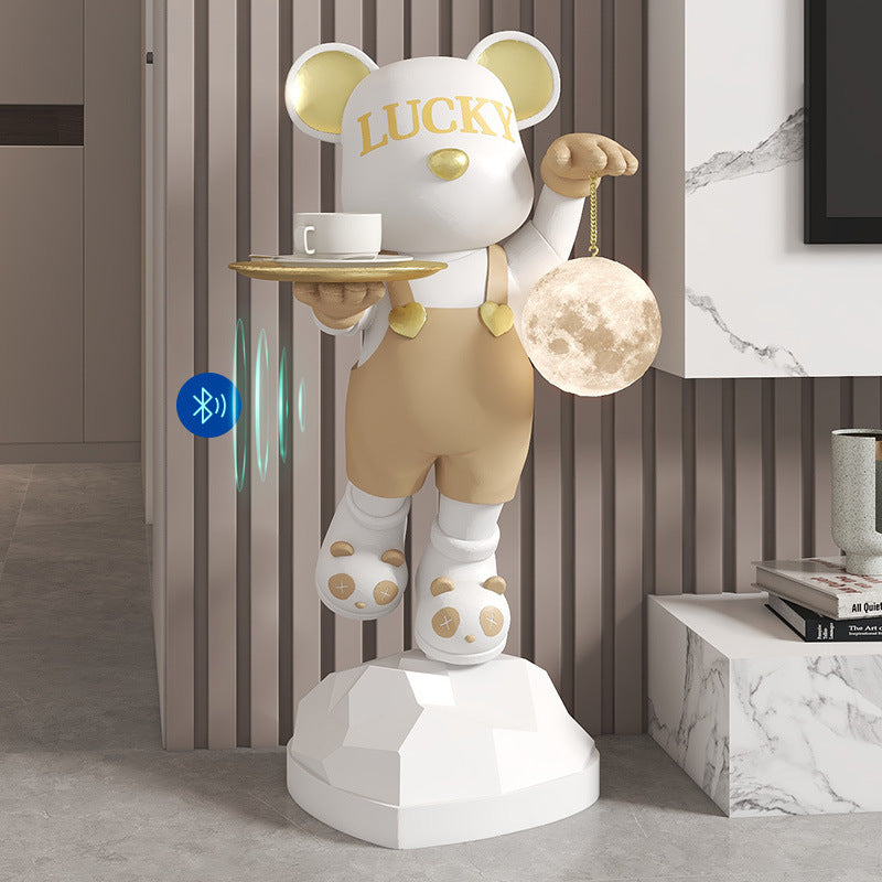 Lucky Violent Bear Floor Large Ornament Tray Storage Moon Lamp TV Cabinet Side Sofa Decoration Housewarming Gift