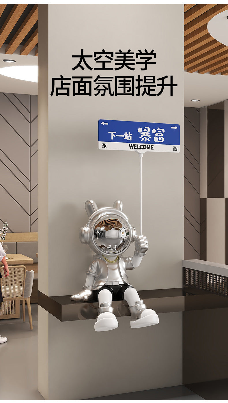 Astronaut Sitting Figurine Living Room TV Cabinet Large Entrance Floor Decoration Money Box Bluetooth Speaker